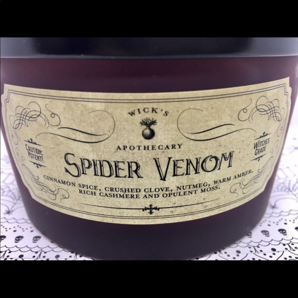 Halloween Apothecary Spider Venom 3 Wick Candle Goth Label - Picture 3 of 6